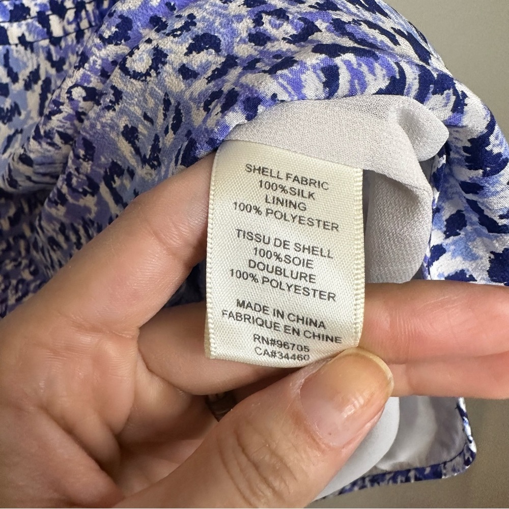 Silk Rebecca Taylor Blue and White Leopard Print Romper - Picture 7 of 8